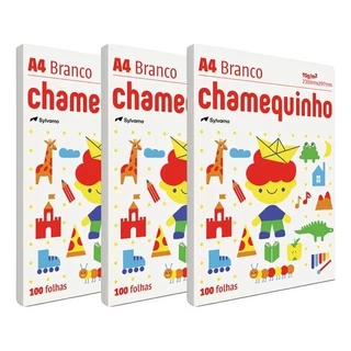 Kit Papel Sulfite A4 Chamequinho Pacote 100 Folhas Chamex Branco Resma Escolar Desenhar Pintar