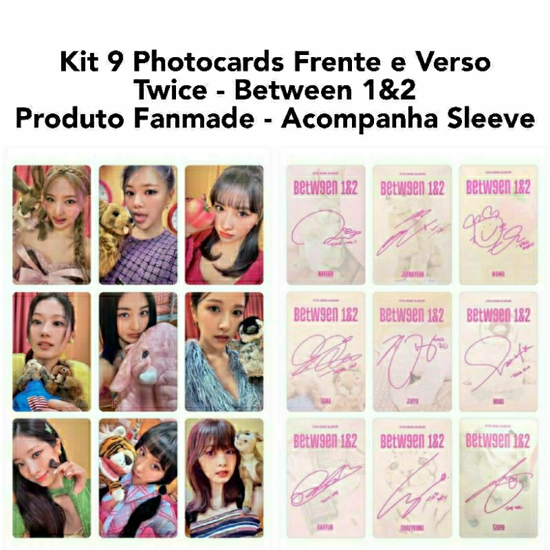 Kit 9 Photocards | Twice - Between 1&2 | Frente e Verso | Produto
