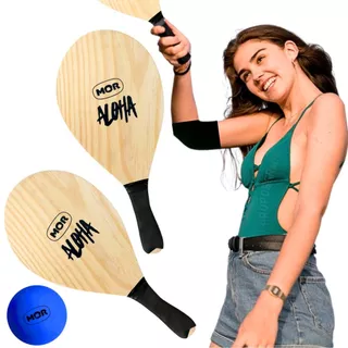 Kit 4 raquetes frescobol beach tennis mor aloha jogos de praia verão 2025 + bolinha reserva presente em Oferta na Shopee