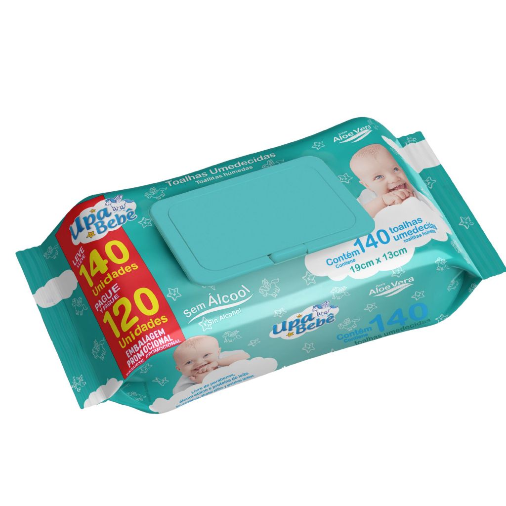Lenço Umedecido Higiene Bebê Sem Alcool Upa Bebê 140 Unidade Pacote ...