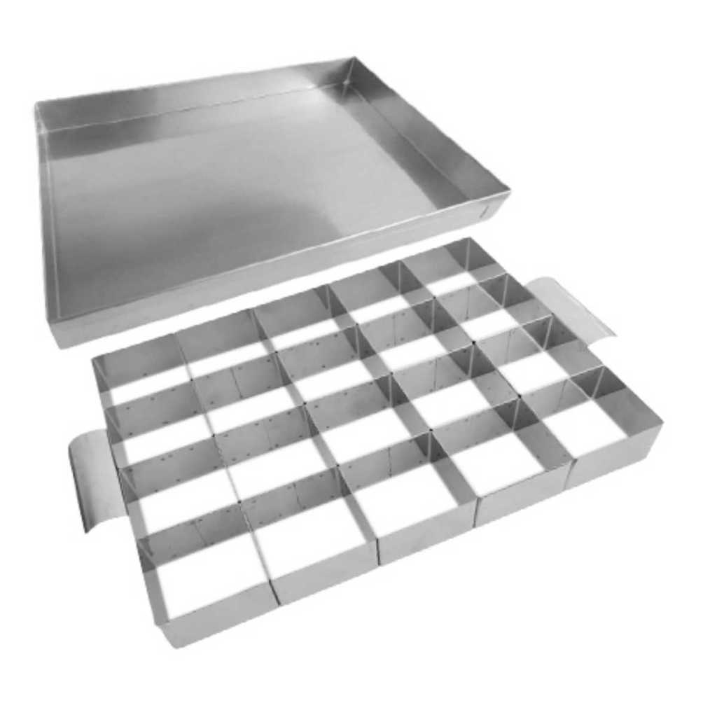Aro Cortador De Brownie e Palha Italiana + Assadeira 6x6  20