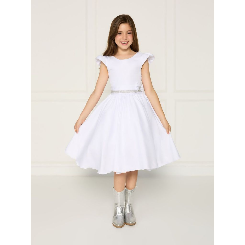 Vestido Casual Branco Infantil Daminha Primeira Comunhão Shopee