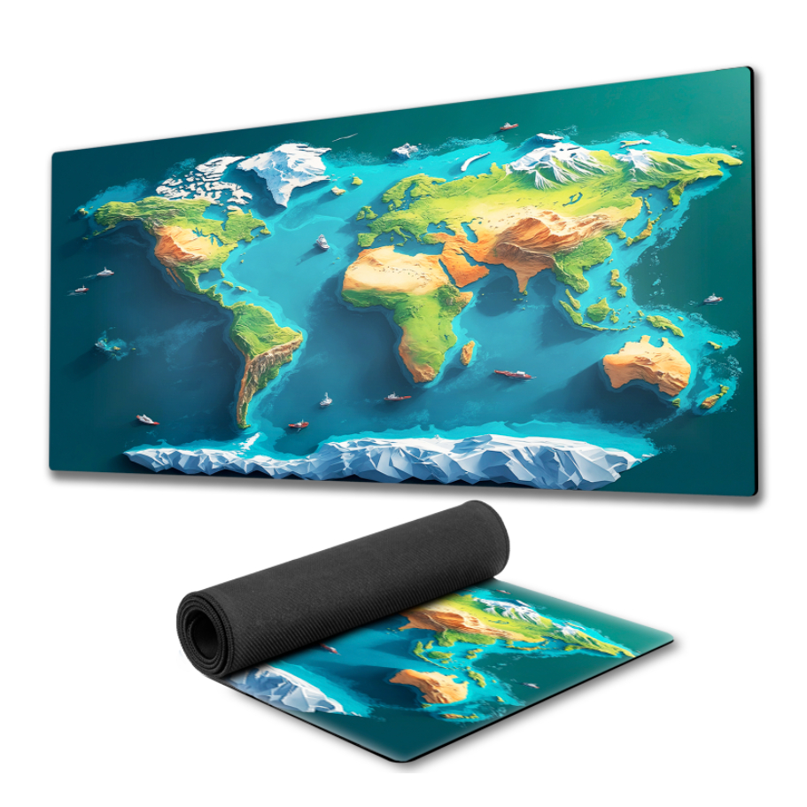 Mouse Pad Mapa mundi fundo de borracha 90x40cm 80x30cm 900x400 800x300 ...