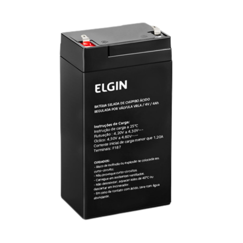 Bateria Selada de Chumbo 4V 4Ah VRLA Para Nobreak Alarmes Elgin