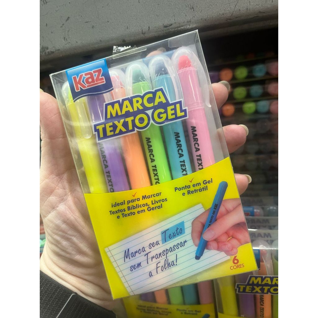 Pincel Marca Texto em Gel Cera 6 Cores KZ2037 KAZ | Shopee Brasil