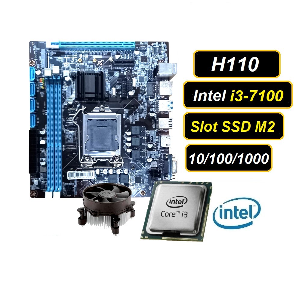 Kit UPGrade Placa Mãe H110 Slot SSD M2 Processador Intel i3-7100 +