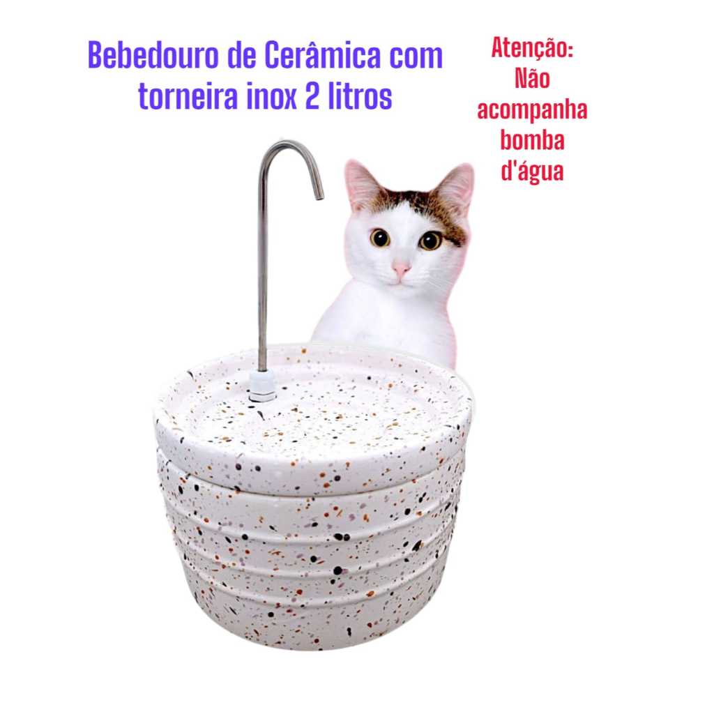 Bebedouro de Cerâmica para Gatos 2 Litros NÂO ACOMPANHA BOMBA D´AGUA ...