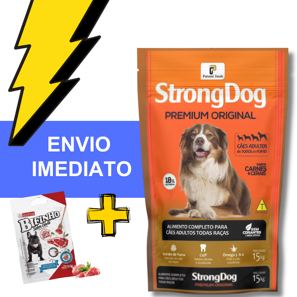 Ração PREMIUM ORIGINAL Strong dog 15kg - Envio imediato | Shopee Brasil
