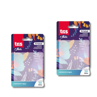 BLOCOS ADESIVO TRIS TRANSPARENTE 2 UNIDADES 75X75MM HOLIC CRISTAL 50 FOLHAS CADA em Oferta na Shopee