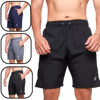 Kit com 03 bermuda tactel com elastano longa short homem premium