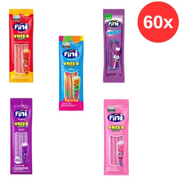 KIT Mix 60 Pacotes de Tubes Fini Sortidos 15g | Shopee Brasil
