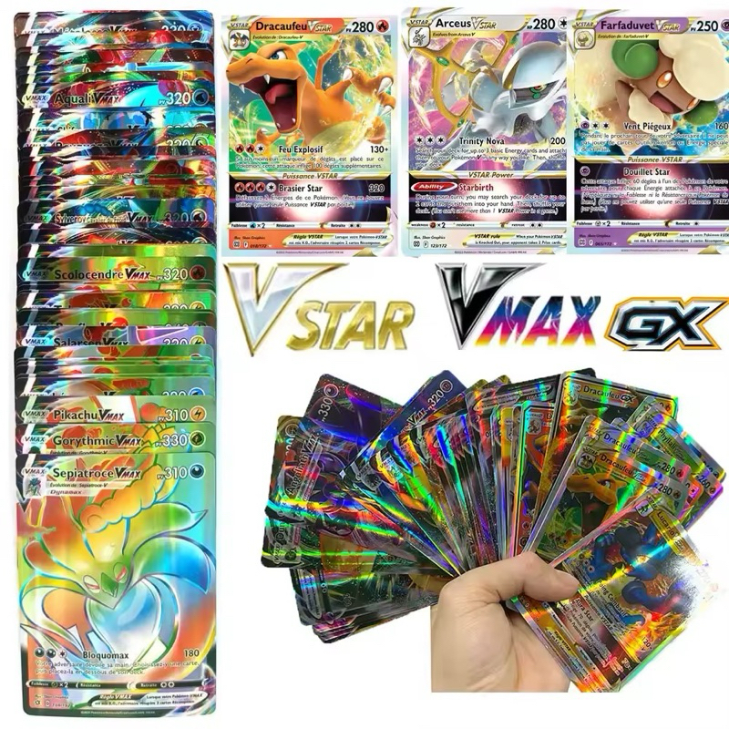 100 Cartas de Pokémon TCG GX/VMAX Raras Sortidas Sem Repetições Cards ...