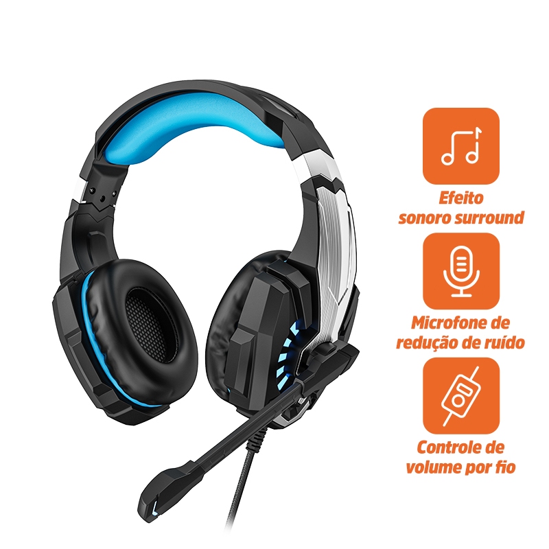 INOVA Fone de ouvido headsets RGB LED PS5, Compatível com PC/Xbox/PS4 ...