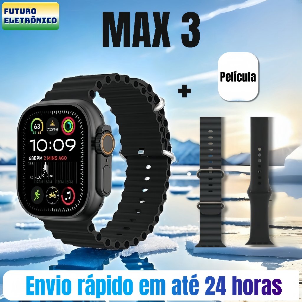 Smartwatch 800 MAX 3 Series 9 Ultra Calculadora Cardíaca Monitoramento ...