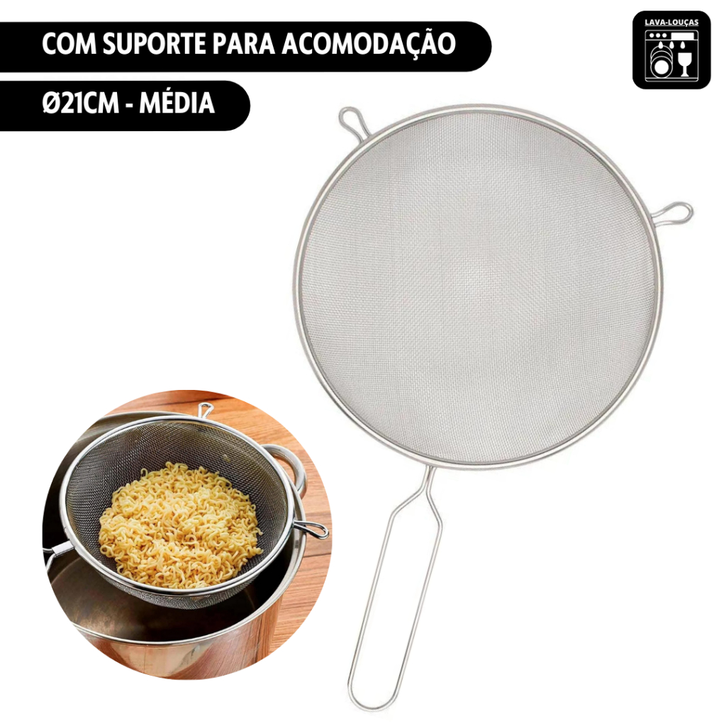 Peneira Em Aço Inox com Suporte 21cm Mimo
