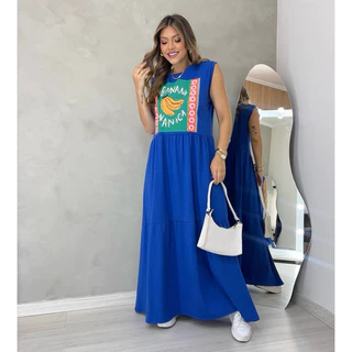 Vestido Longo camisetão Inspiração em estampas tropicais em Oferta na Shopee