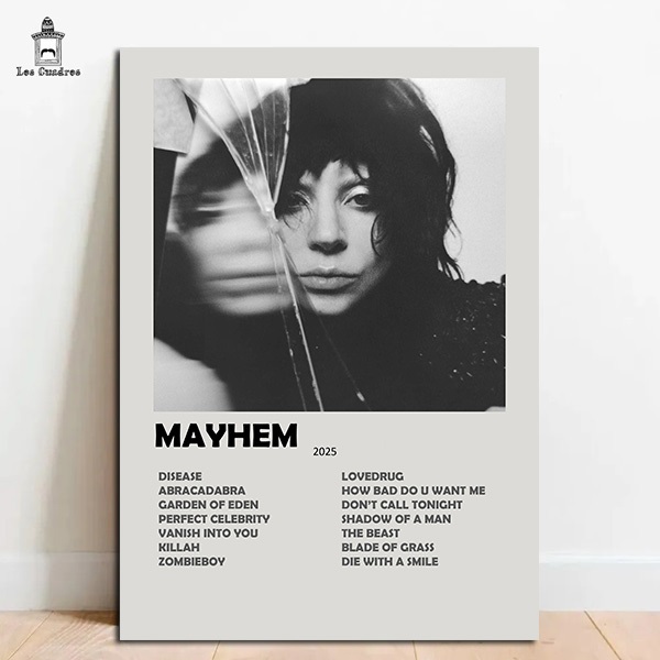 Quadro Placa Decorativa Lady Gaga Chromatica Album em MDF 28x20cm