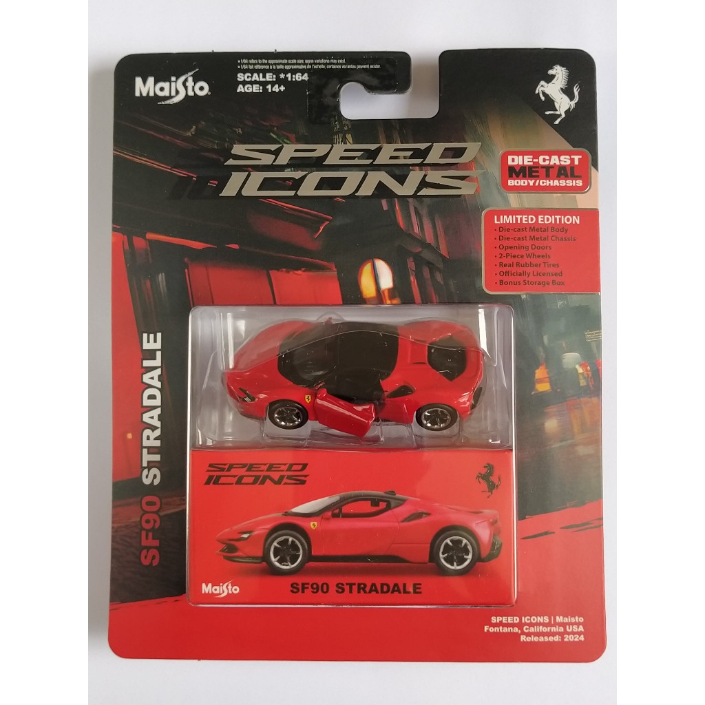 Maisto Speed Icons - Ferrari SF90 Stradale Rossa 1:64, Modello Die-Cast Da Collezione