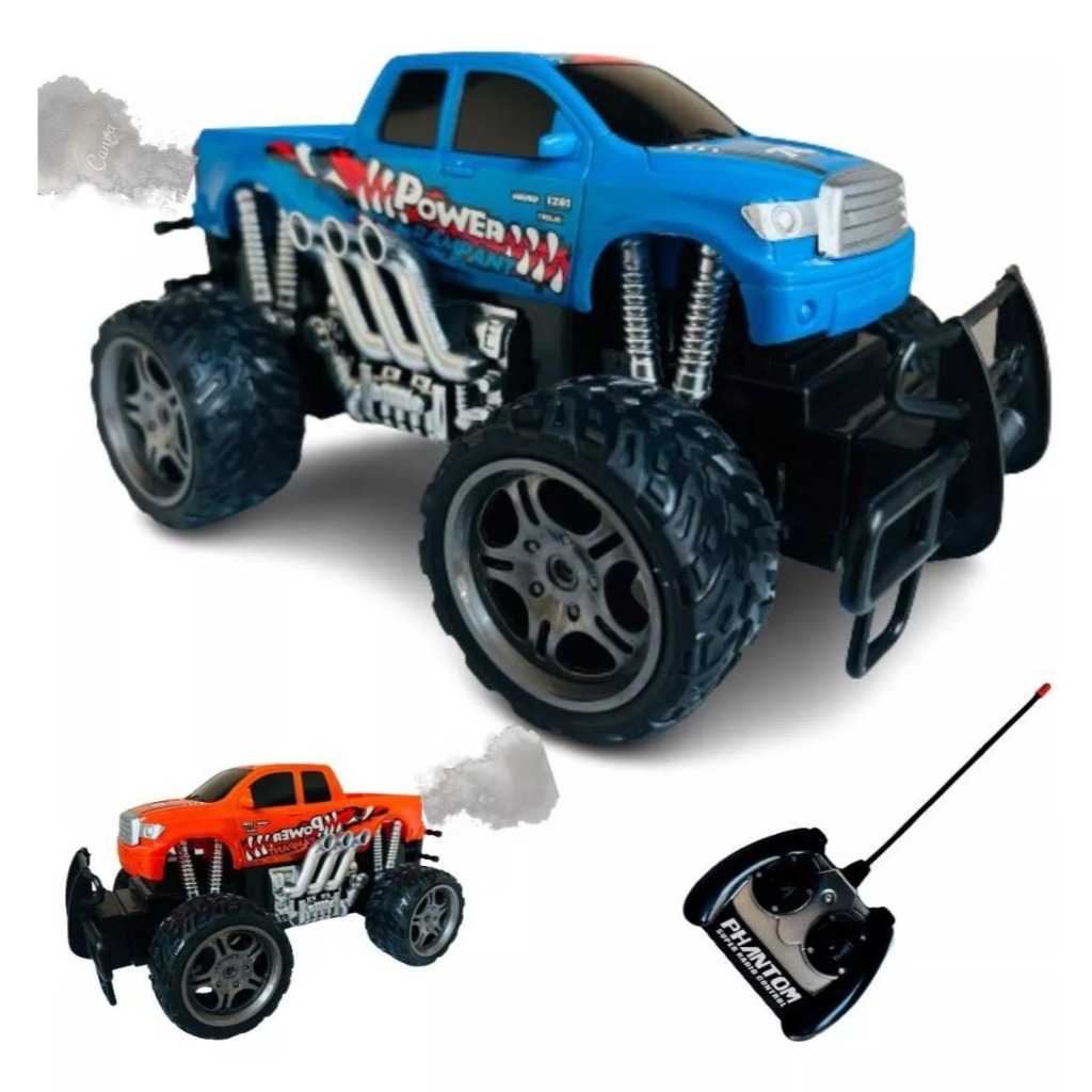 Carro Controle Remoto Caminhonete 4x4 Off-road Solta Fumaça Cor Azul ...