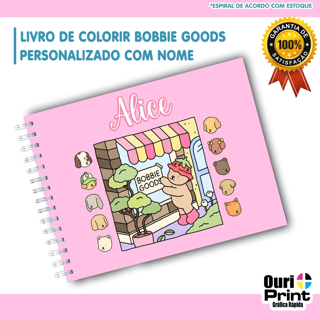 LIVRO DE COLORIR BOBBIE GOODS COM 50 FOLHAS PERSONALIZADO COM NOME ...