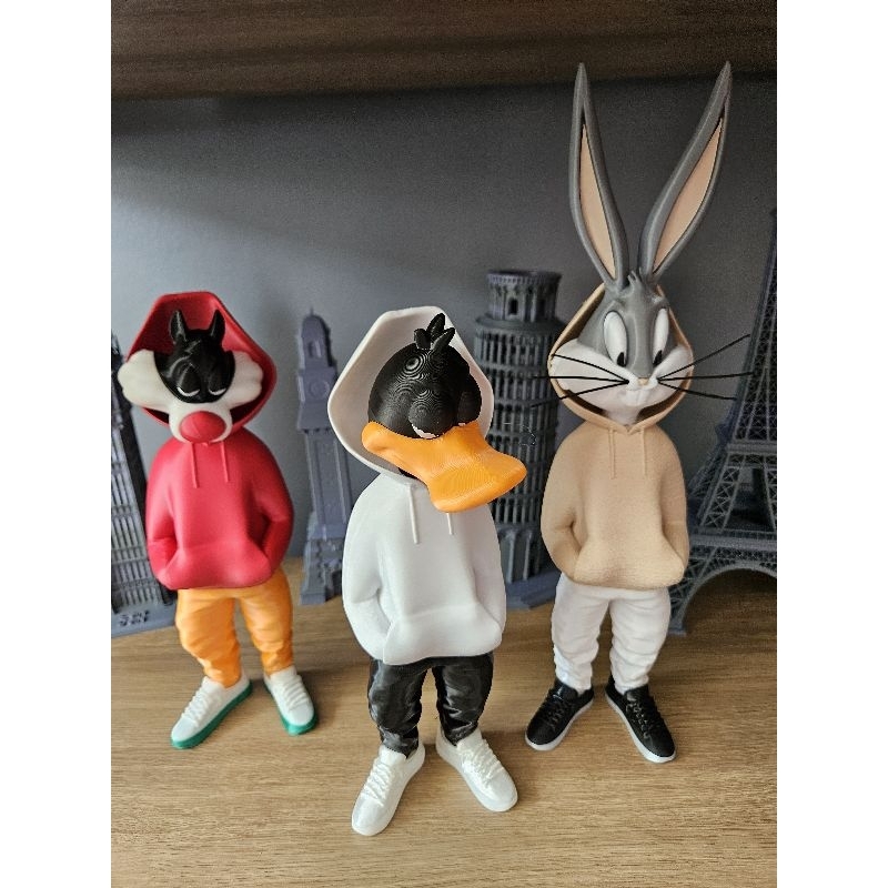 Boneco figure action impressão 3D - Pernalonga Patolino Frajola - Grande