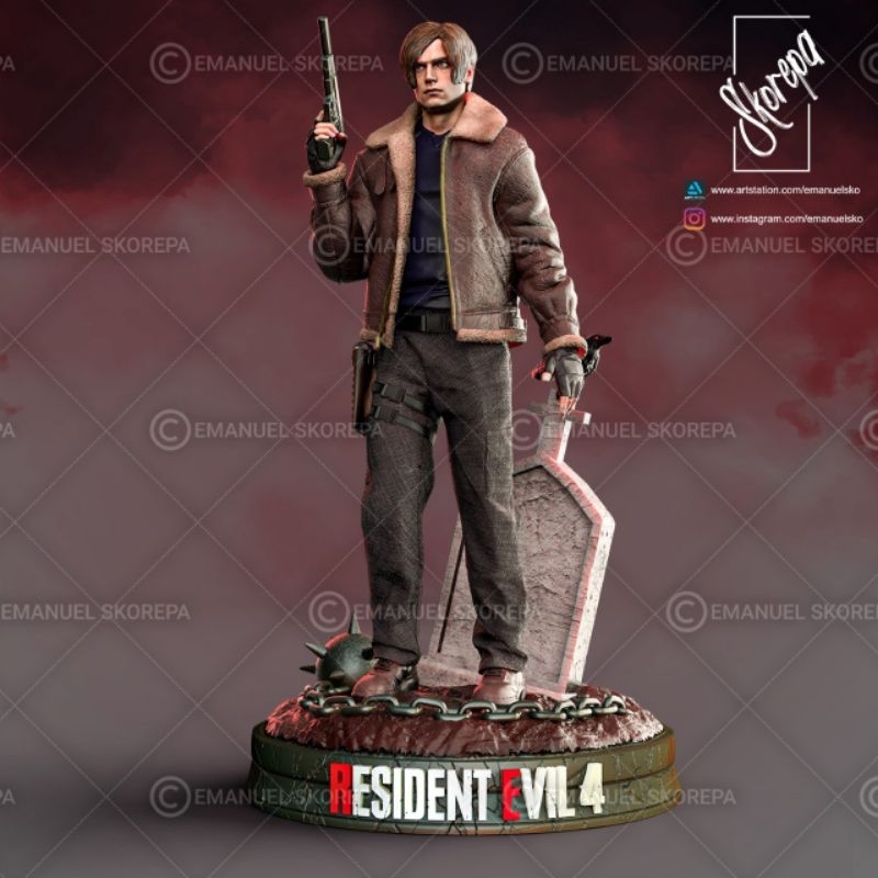 Resident evil Leon action figure 3D