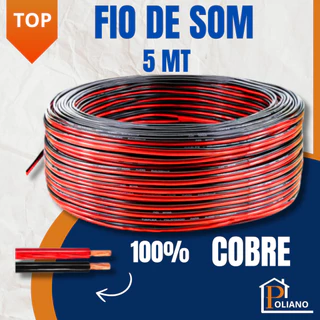 Fio de Som Auto Falante Paralelo Bicolor 2 Vias 100% Cobre Automotivo e Residencial 5mt
