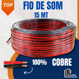 Fio de Som Auto Falante Paralelo Bicolor 2 Vias 100% Cobre Automotivo e Residencial 15mt