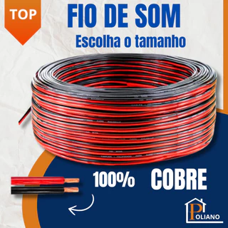 Fio de Som Auto Falante Paralelo Bicolor 2 Vias 100% Cobre Automotivo e Residencial Diversas Medidas