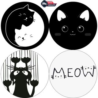 Porta Copo Decorativo Kit 4 Pet Love Pets Gato Descanso de Copo Bolacha Gatos