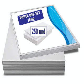 PAPEL CARTÃO 180g CHAM A4 PACOTE COM 250 FOLHAS OFF-SET BRANCO