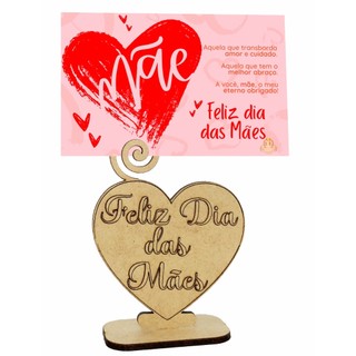 15 Lembrancinha Porta Foto Recado Feliz dia das mães MDF Coração em Oferta na Shopee