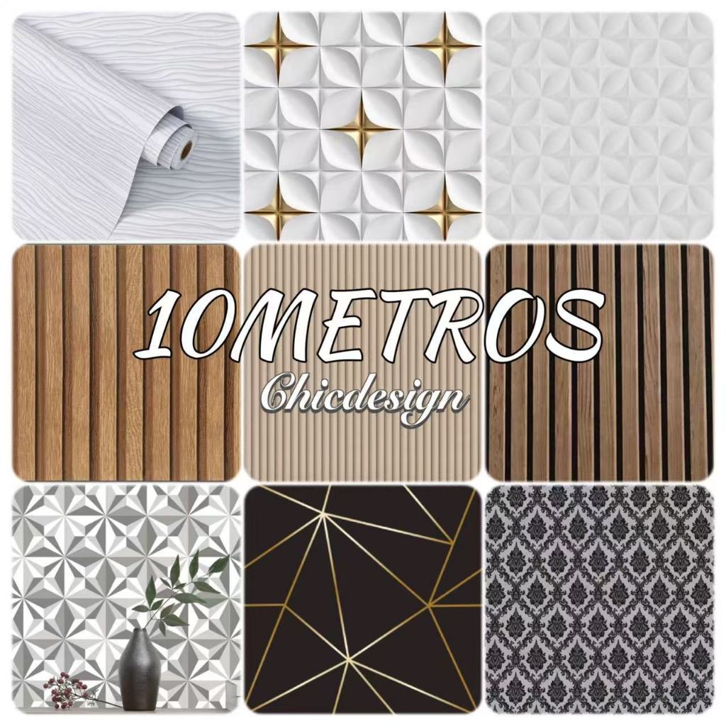 Papel de Parede 3D 10 METROS x 45CM Adesivo Autocolante para Sala ...