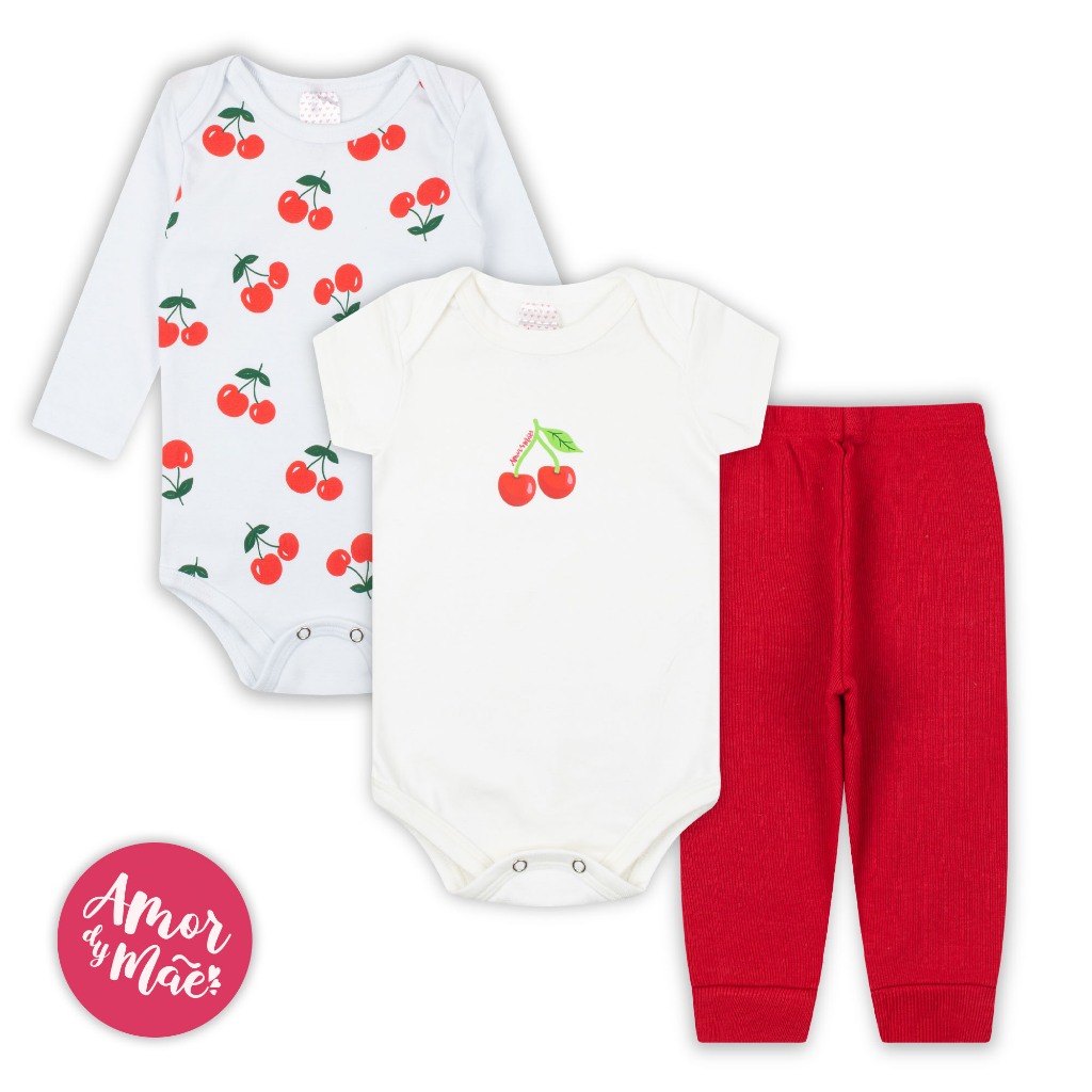 kit body infantil Bebê 3 peças manga curta/longa/calça mijão P ao GG roupa bebe em Oferta na Shopee