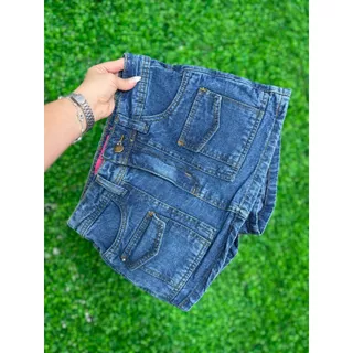 Short Saia Jeans Modelo Cargo Com Bolso