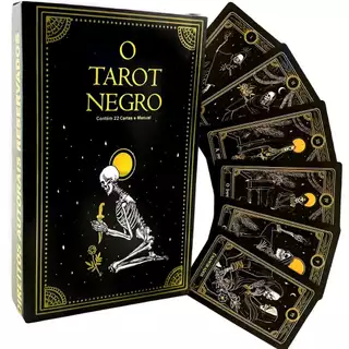 Baralho Tarô Marselha Tarot Negro com 22 Cartas e Manual Arcanos Maiores em Oferta na Shopee