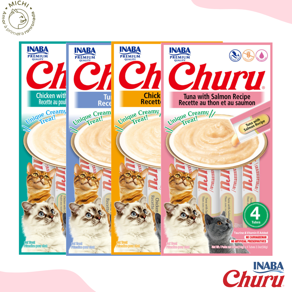 Kit 4 Churus Inaba Petisco Suplemento para Gatos (Pack 4 unidades ...