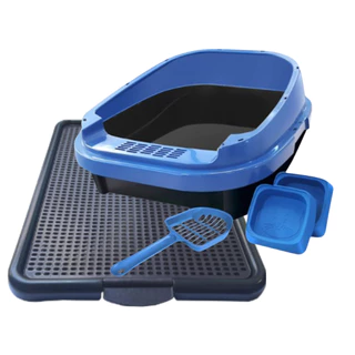 KIT Caixa De Areia Para Gato + Tapete Coletor de Areia + 1Comedouro +1Bebedouro +Pazinha