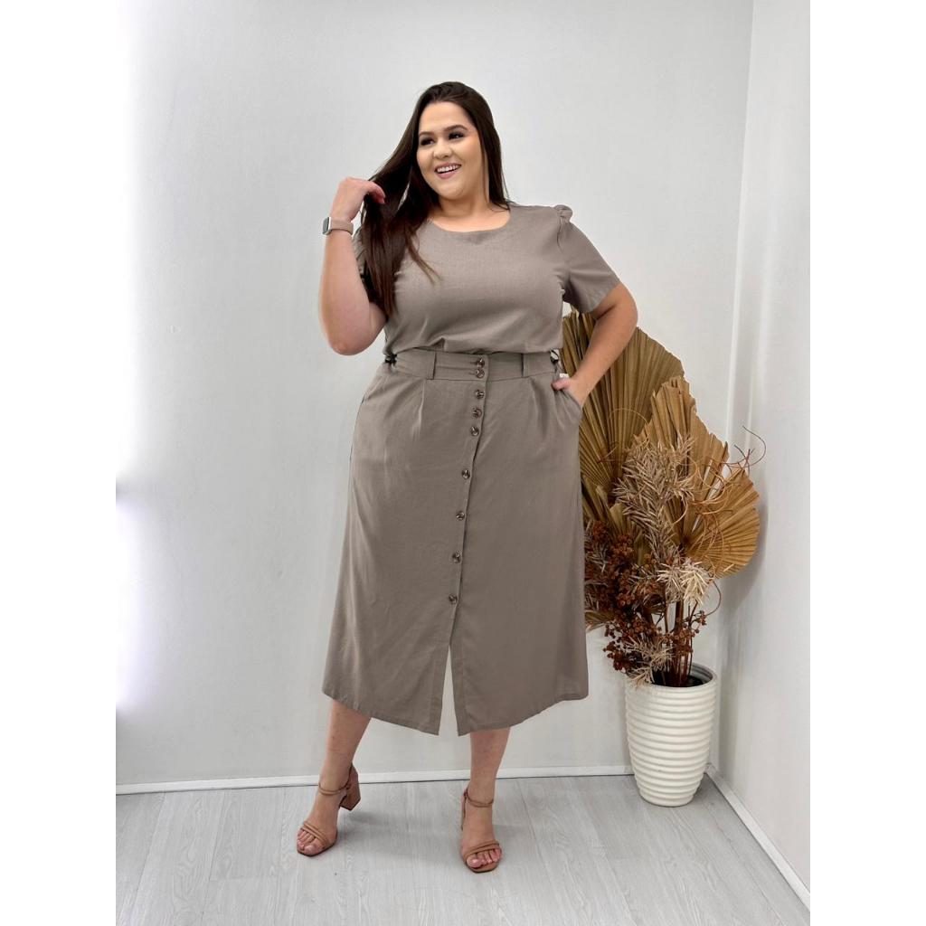 Plus Size Modelo De Roupa Saia E Blusa Conjunto Saia E Blusa Manga