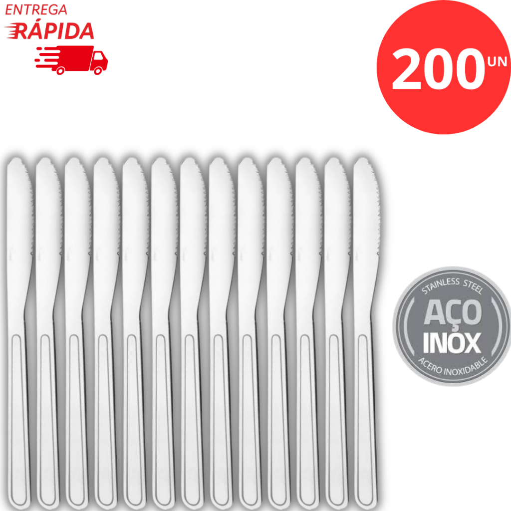 Kit 200 Peças de Faca Talher Premium Aço Inox de Mesa Cozinha ...