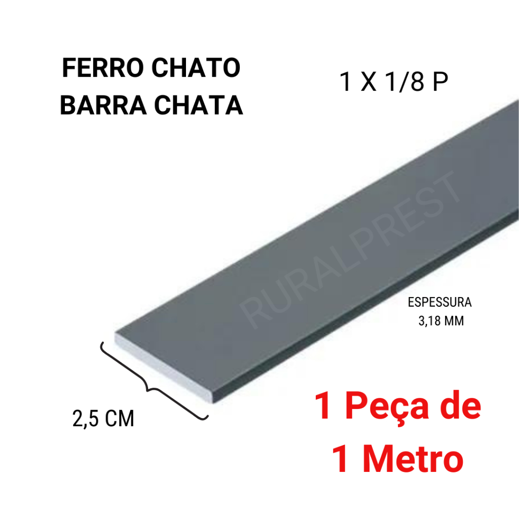 Barra Chata / Ferro Chato 1 X 1/8 - 1 PEÇA DE 1 METRO | Shopee Brasil