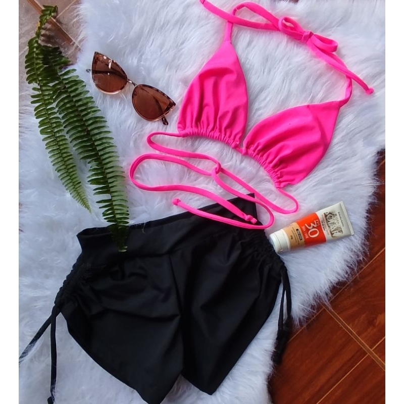 Conjunto short sunquine e biquini curtininha | Shopee Brasil