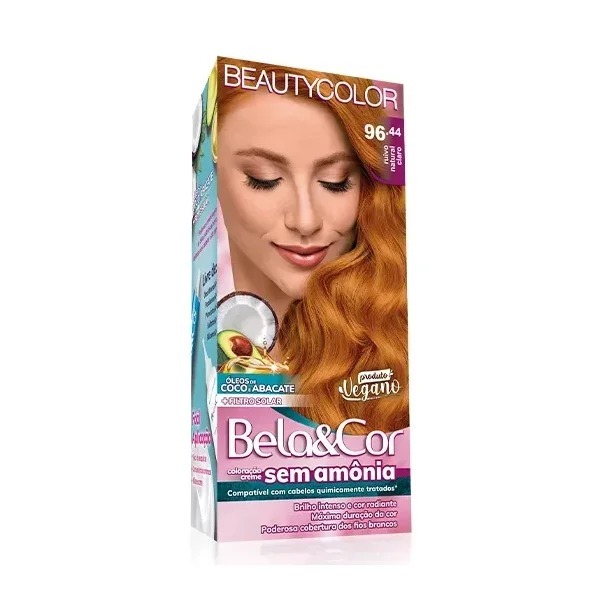 Tinta Bela E Cor Kit Sem Amônia 96.44 Ruivo Natural Claro | Shopee Brasil