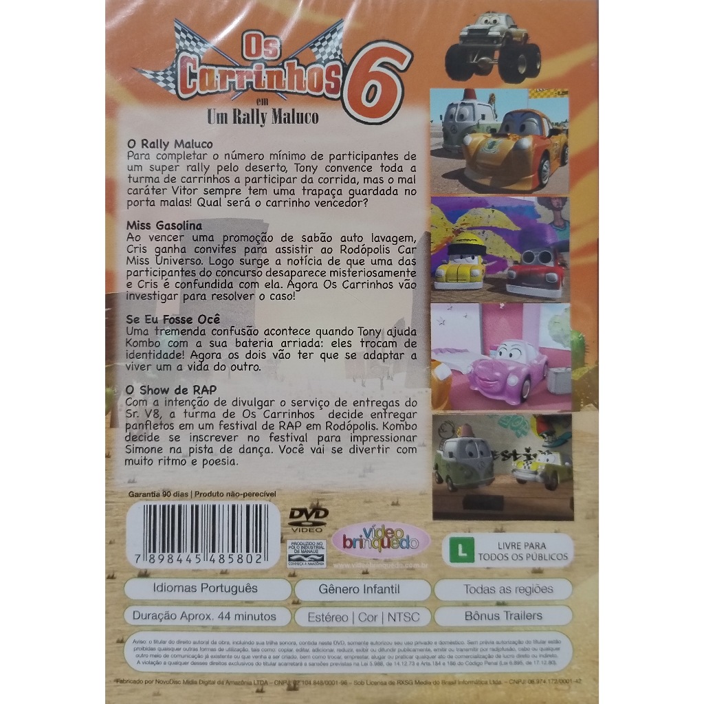 Dvd Os Carrinhos 6 Um Rally Maluco Vídeo Brinquedo Lacrado