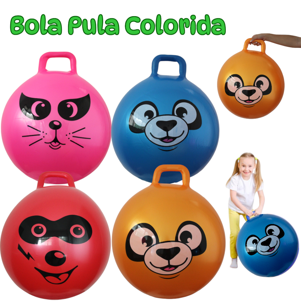 Bola De Vinil Pula Pula Com Alça Desenhos Coloridos Infantil | Shopee ...