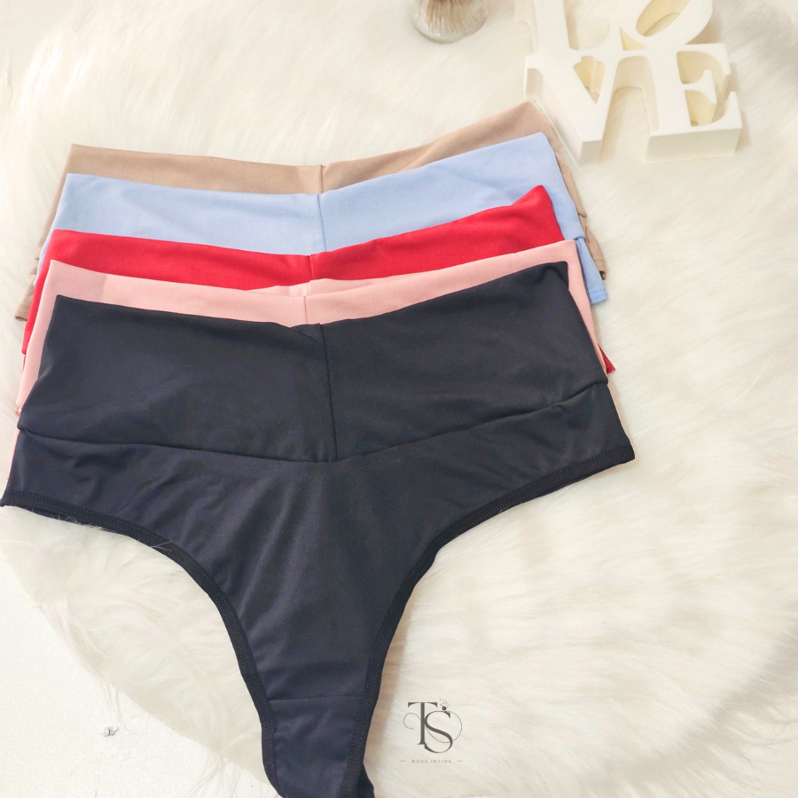 KIT 4 Calcinha Cinta Modeladora Cos Alto Fio Dental Tanga Conforto Cos ...