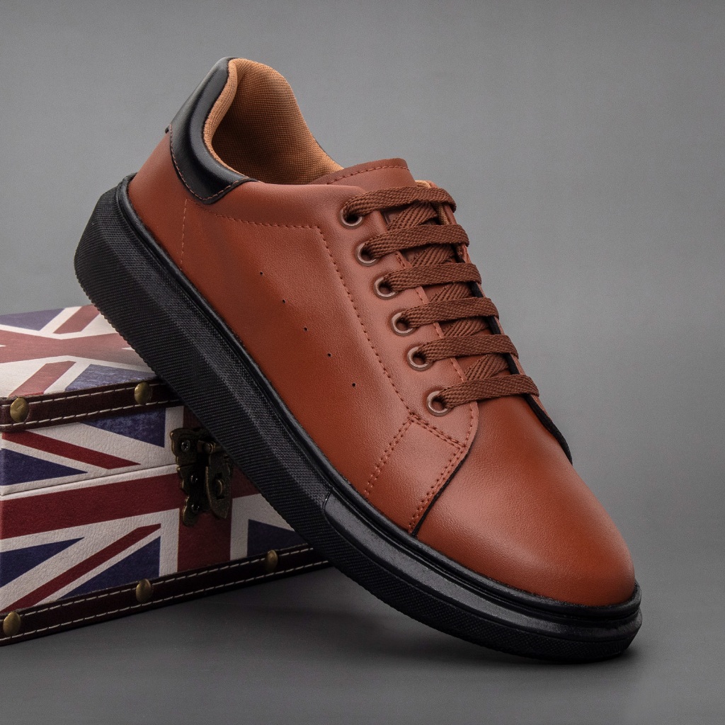 Sapatenis Casual Sola Alta 5cm Oversize Sneaker Caramelo Macio Palmilha Conforto