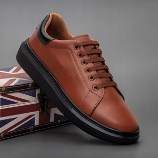 Sapatenis Casual Sola Alta 5cm Oversize Sneaker Caramelo Macio Palmilha Conforto