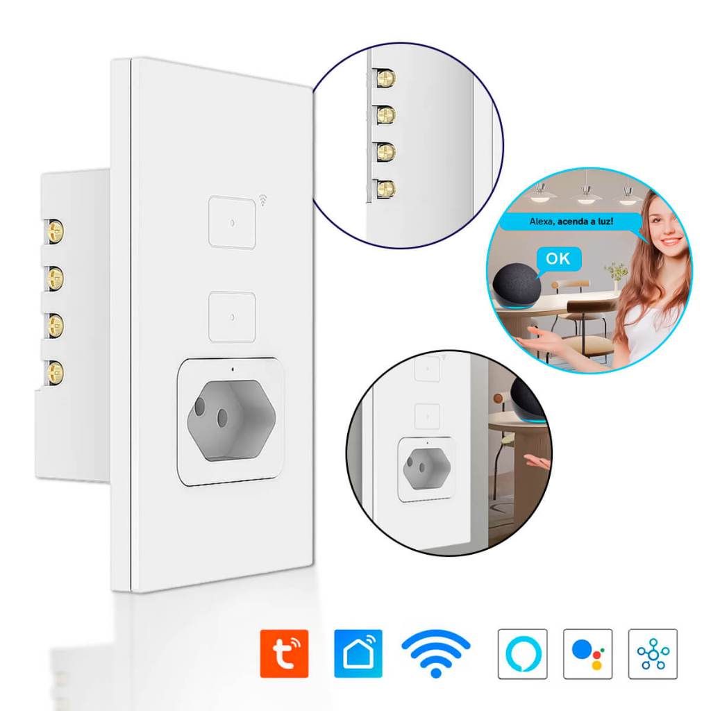 Interruptor Inteligente Wi-Fi com Controle por Aplicativo e Voz Bivolt