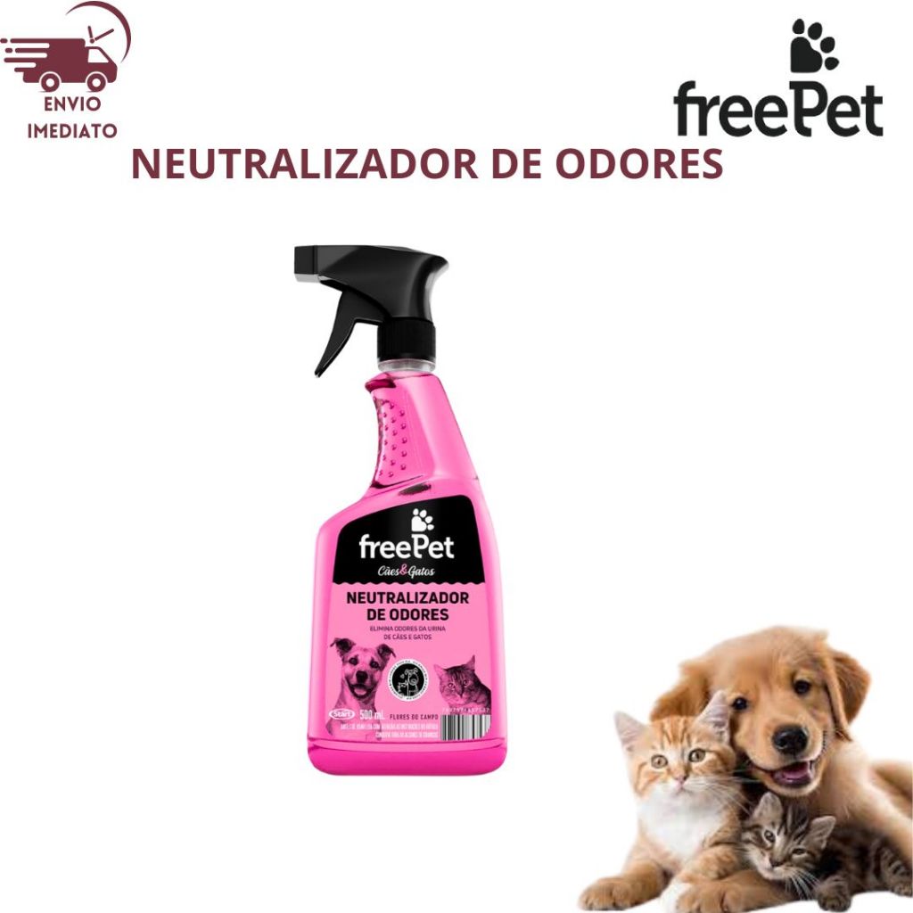 Free Pet Neutralizador De Odores Flores Do Campo Spray Cães Gatos 500ml ...